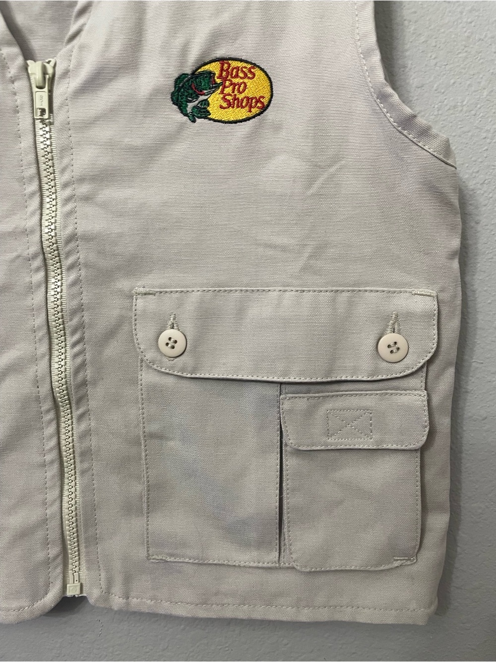 Bass Pro Shops Kids Khaki Utility Fishing Vest SZ 7 Unisex Outdoor Adventure - Picture 8 of 14